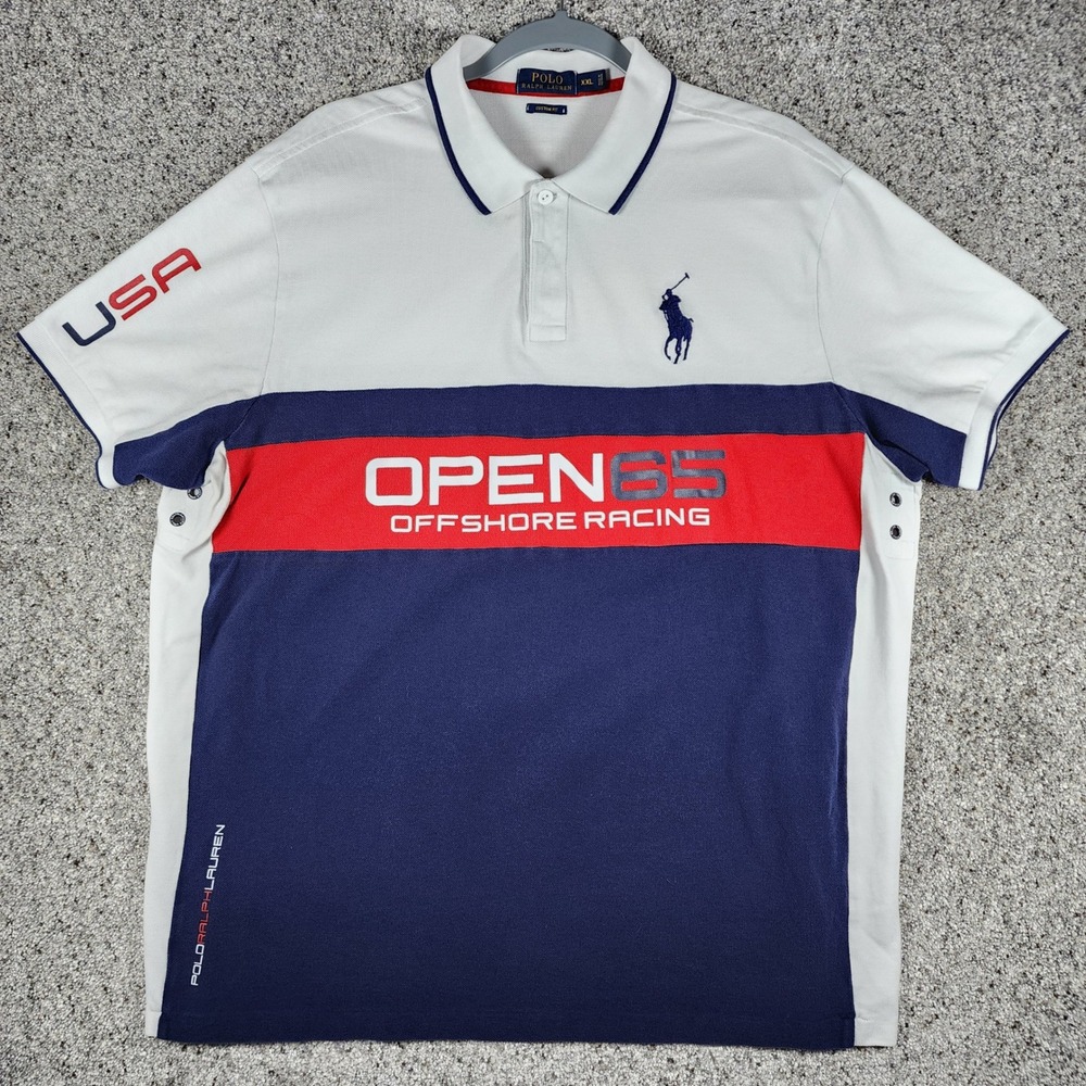 Polo Ralph Lauren Polo Shirt Mens XXL Custom Fit Offshore Racing USA Excellent